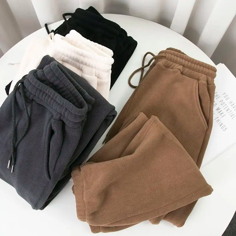 Women Winter Fleece Pants Loose Wide Leg High Comfortable