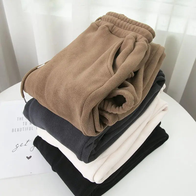 Women Winter Fleece Pants Loose Wide Leg High Comfortable