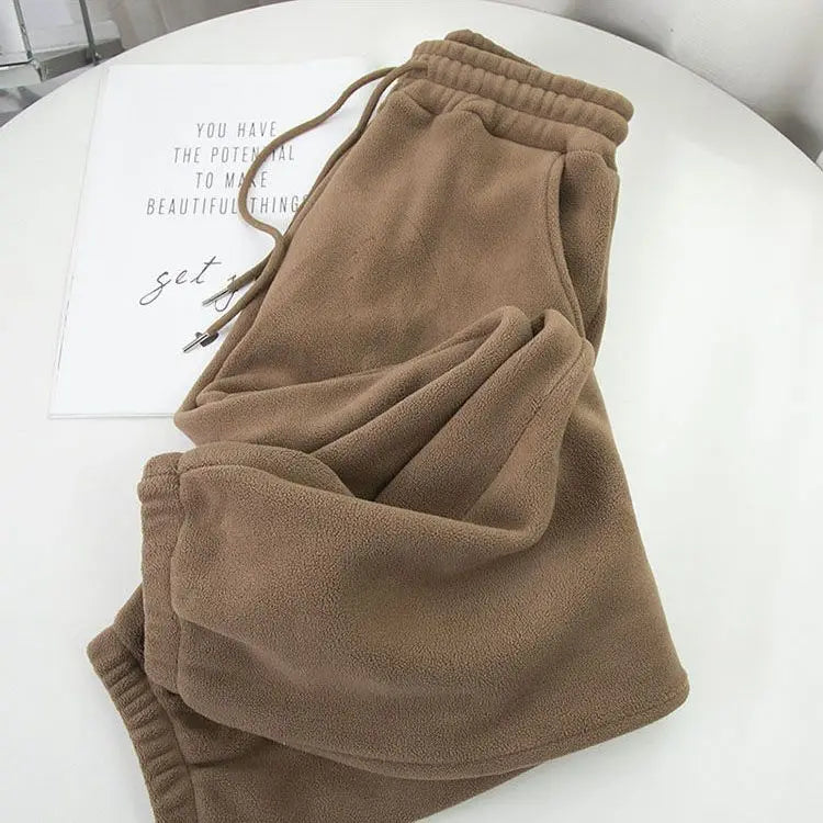 Women Winter Fleece Pants Loose Wide Leg High Comfortable